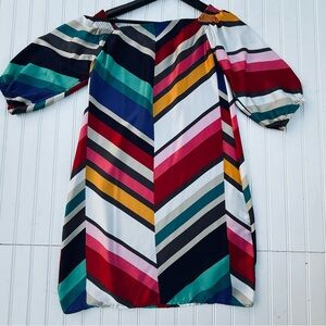 Trina Turk Amaris dress in a multi-colored chevron print